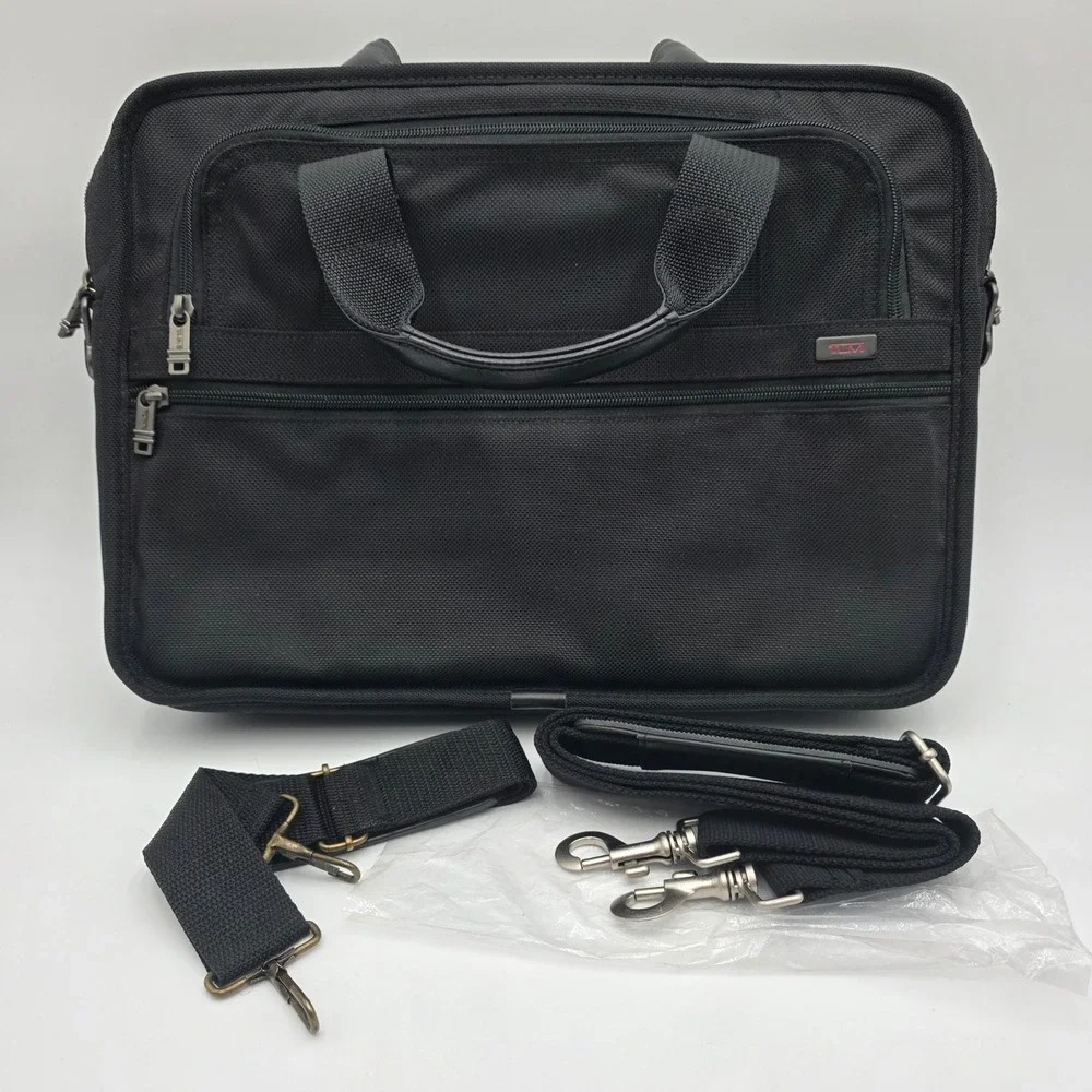 Tumi Black Ballistic Nylon Laptop Briefcase Messenger Bag with Bubble Padding